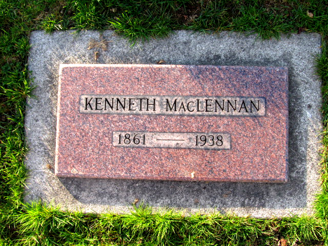 Photo of headstones/Kenneth MacLennan d1938 hdstn Seattle Forest Lawn cem